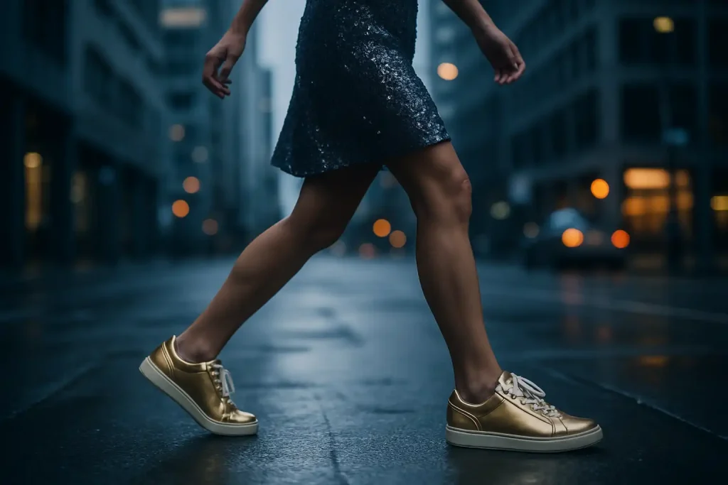 Comment intégrer des sneakers dans un look de fêtes femme ?