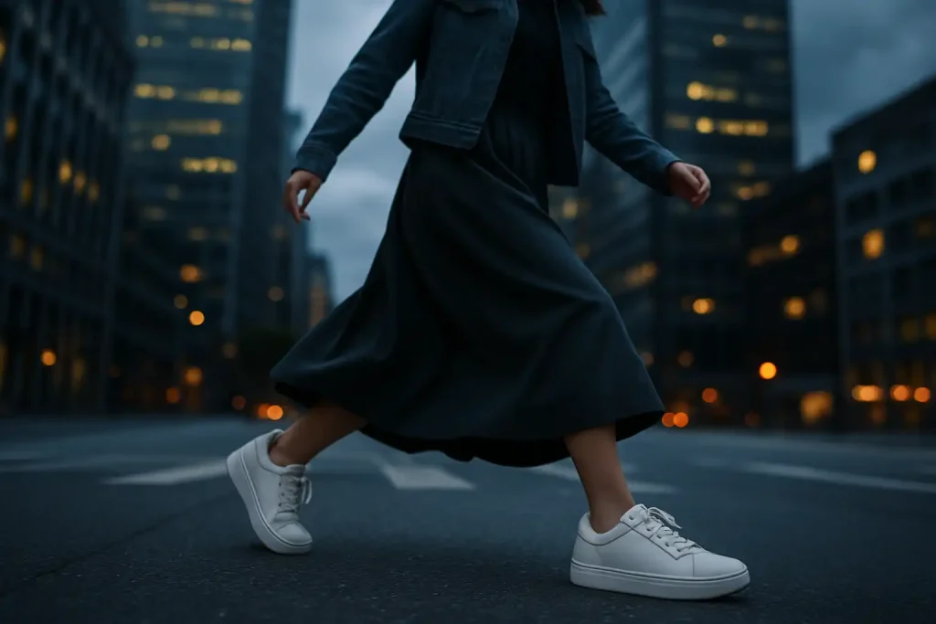 Comment créer un look féminin chic avec des baskets en hiver ?