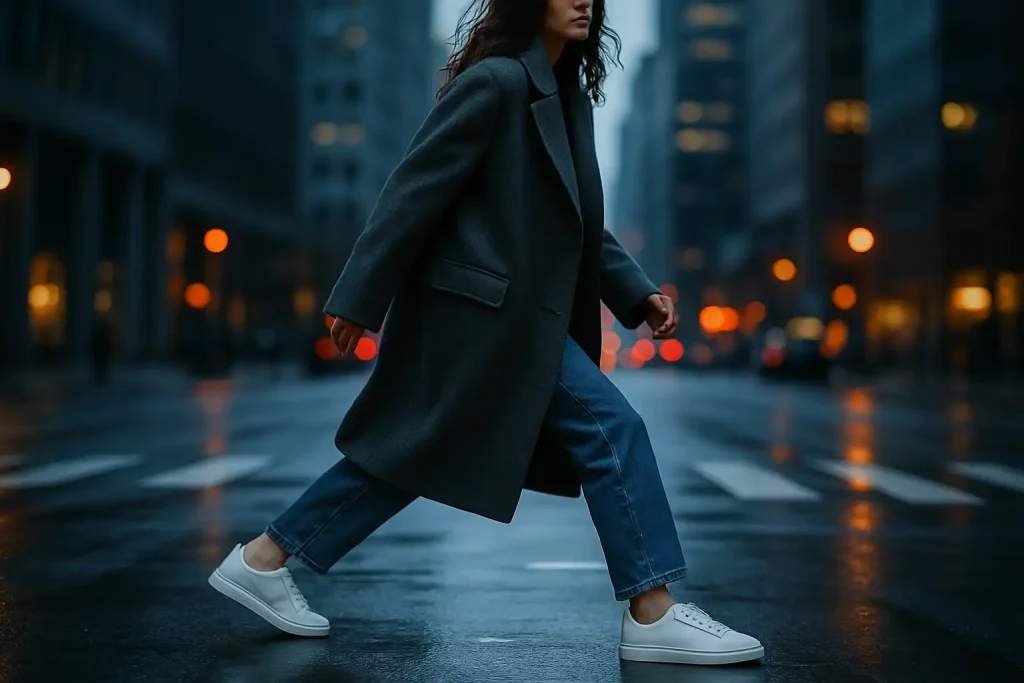Comment porter des sneakers avec un manteau oversize ?