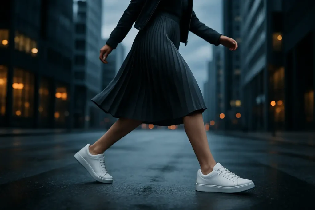 Comment marier sneakers et jupe au printemps ?