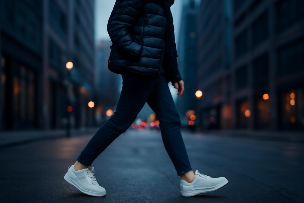 Comment porter des sneakers avec une veste matelassée ?