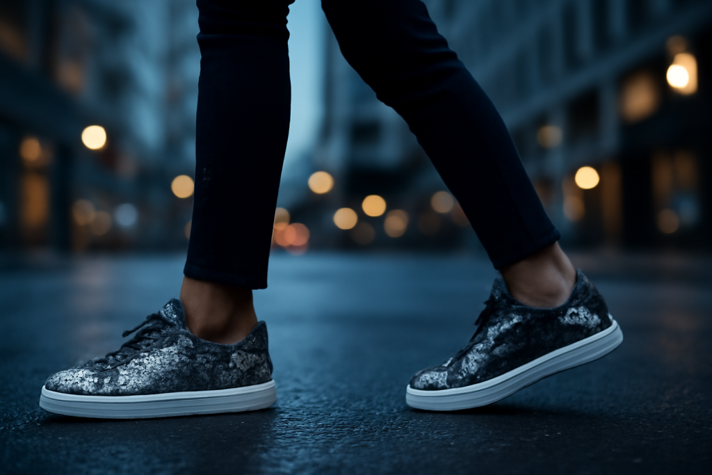 Comment porter des sneakers pailletées sans en faire trop ?